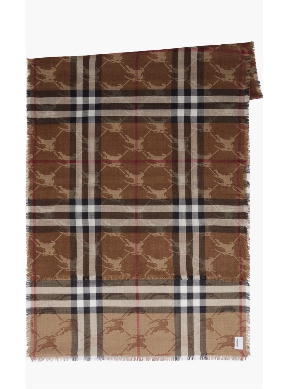 Burberry Equestrian Knight Check Scarf BIRCH BROWN One Size NWT